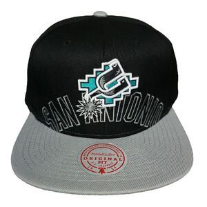 San Antonio Spurs Mitchell & Ness NBA Snapback Hat Cap 3D Logo Black Gray‎ NWT